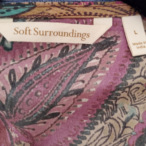 NWT SOFT SURROUNDINGS Floral Print with Beaded Trim Topper - Picture 2 of 11